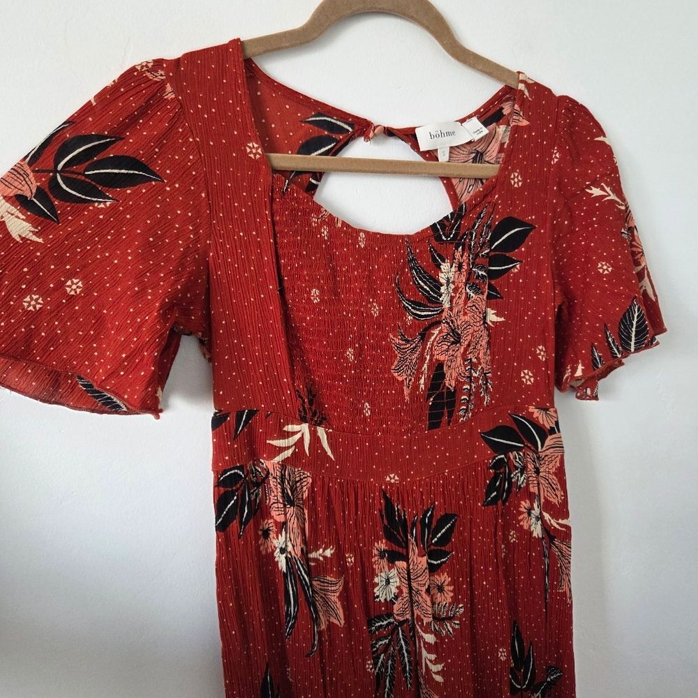 Böhme Jade Maxi Dress Orange Floral Bohemian Gypsy Southwestern Vacation Small - Picture 3 of 11